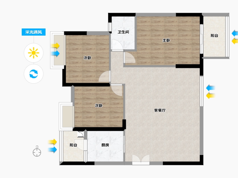 湖北省-十堰市-东风阳光城锦城世家-90.48-户型库-采光通风