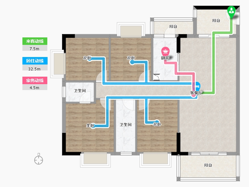 广东省-河源市-龙川县富贵花园-108.26-户型库-动静线