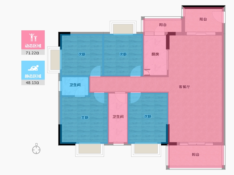 广东省-河源市-龙川县富贵花园-108.26-户型库-动静分区