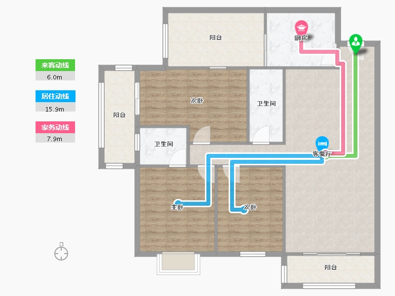 贵州省-贵阳市-绿苑小区13栋-120.91-户型库-动静线