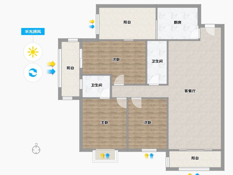 贵州省-贵阳市-绿苑小区13栋-120.91-户型库-采光通风