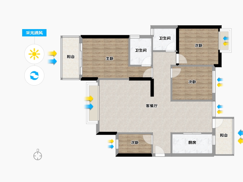 福建省-厦门市-湖边御景花园-102.18-户型库-采光通风