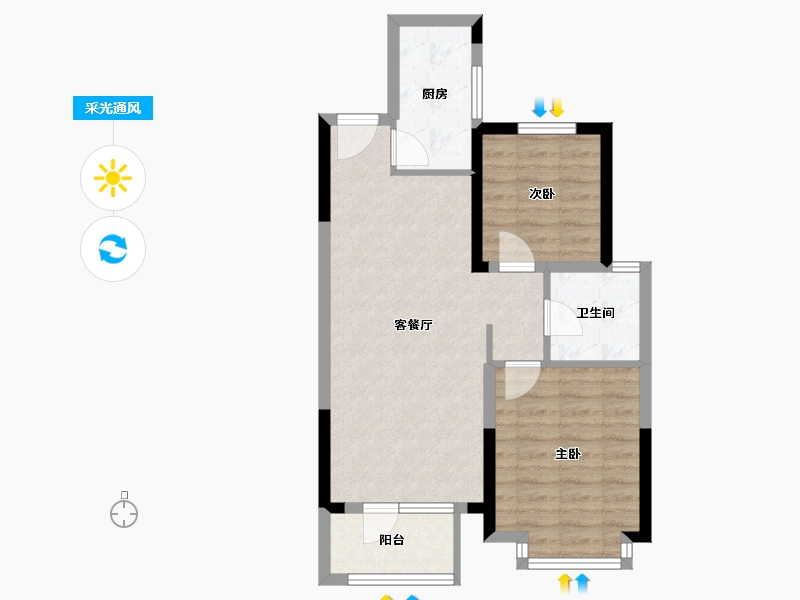 山东省-青岛市-金科恒联·集美常青-62.99-户型库-采光通风