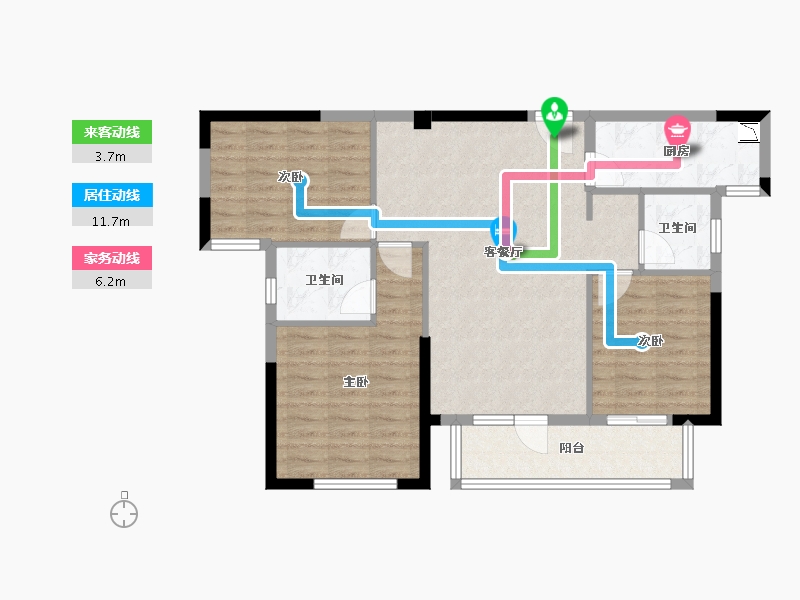 湖北省-荆门市-诺思幸福城-84.71-户型库-动静线