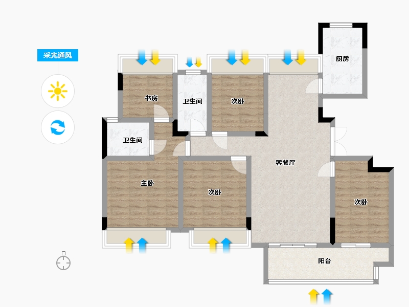 安徽省-淮北市-吾悦华府-119.96-户型库-采光通风