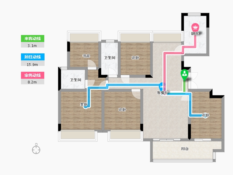 安徽省-淮北市-吾悦华府-119.96-户型库-动静线