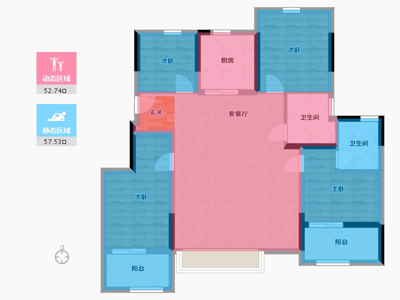 浙江省-宁波市-万科蔚蓝城市-98.54-户型库-动静分区