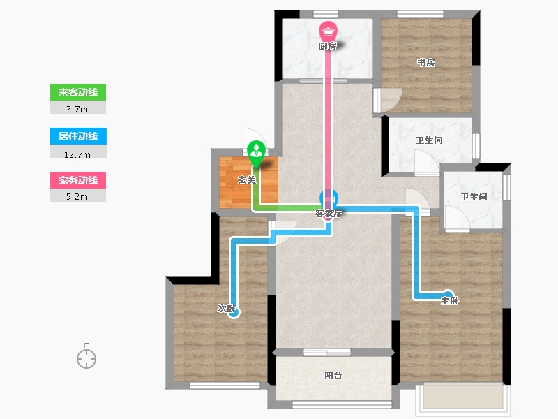 浙江省-宁波市-臻和院-89.72-户型库-动静线