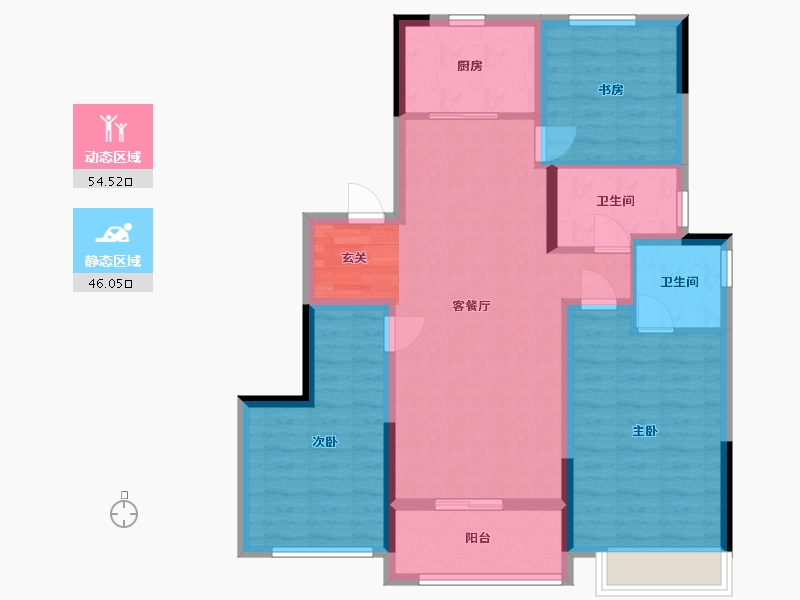 浙江省-宁波市-臻和院-89.72-户型库-动静分区