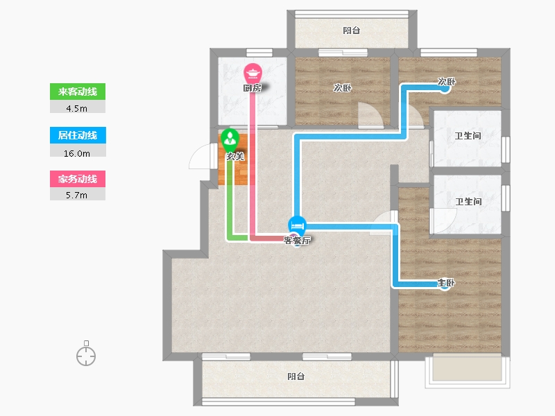 浙江省-宁波市-石榴十里春风-90.00-户型库-动静线