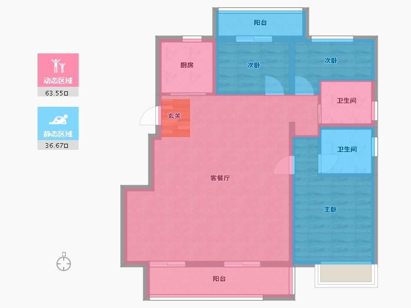 浙江省-宁波市-石榴十里春风-90.00-户型库-动静分区