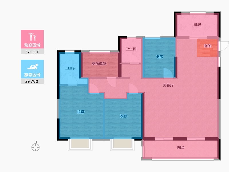 浙江省-宁波市-中骏合景府-104.77-户型库-动静分区