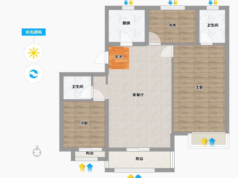 浙江省-宁波市-石榴十里春风-79.00-户型库-采光通风