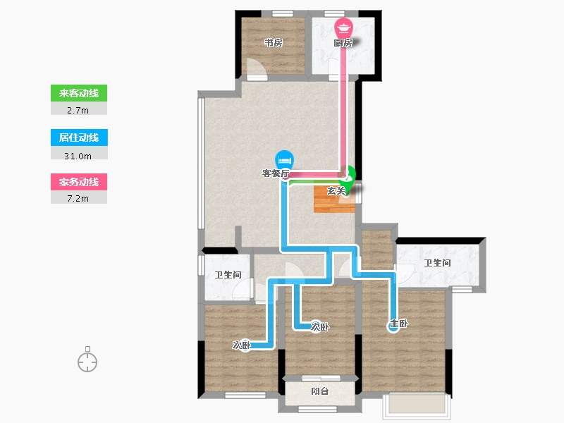 浙江省-宁波市-臻和院-100.84-户型库-动静线