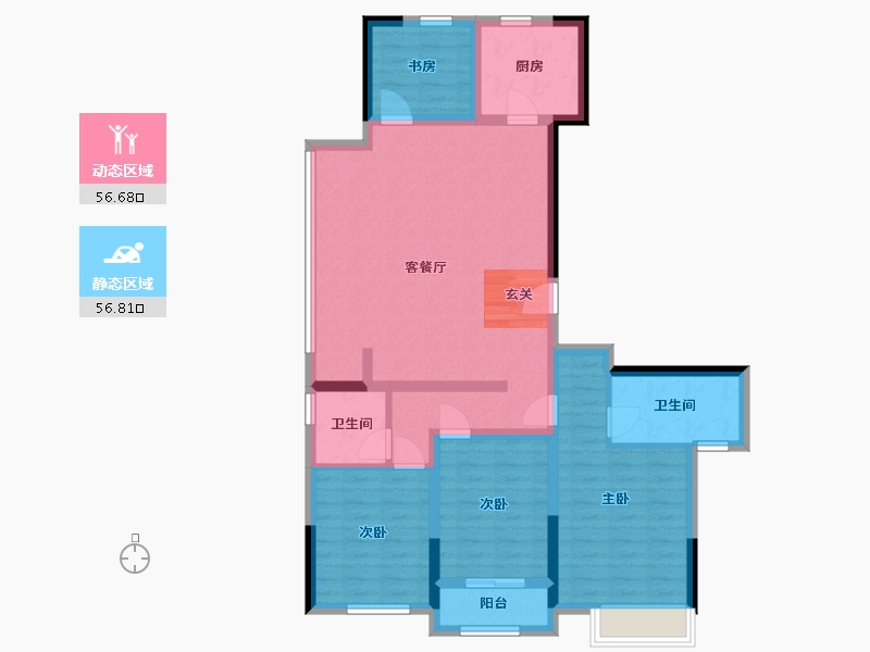 浙江省-宁波市-臻和院-100.84-户型库-动静分区