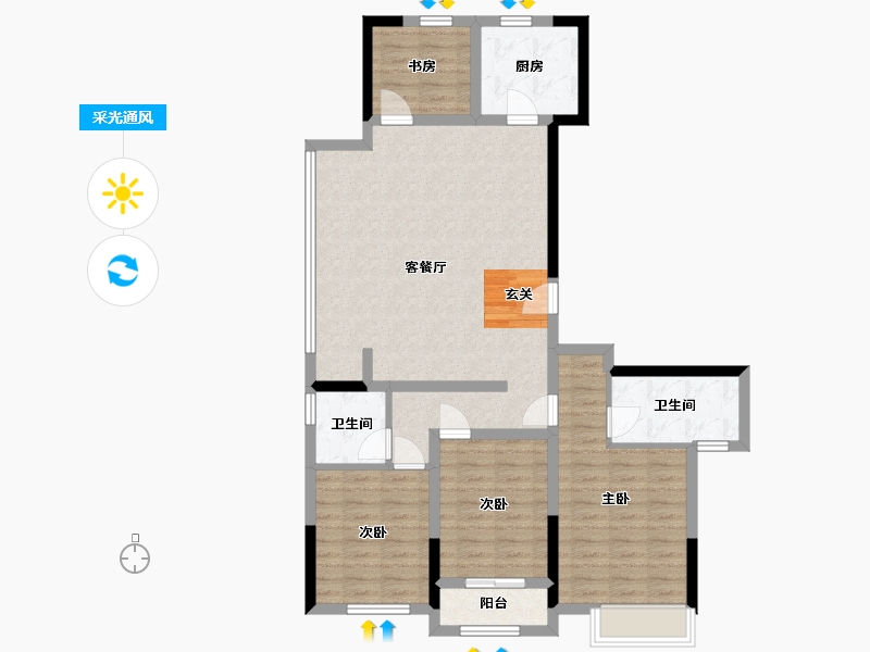 浙江省-宁波市-臻和院-100.84-户型库-采光通风