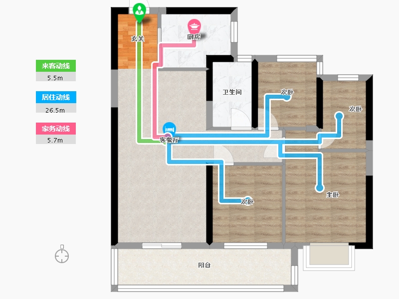 浙江省-宁波市-珠江中央城-78.00-户型库-动静线