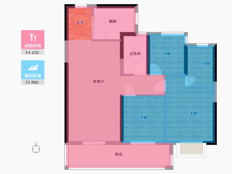 浙江省-宁波市-珠江中央城-78.00-户型库-动静分区