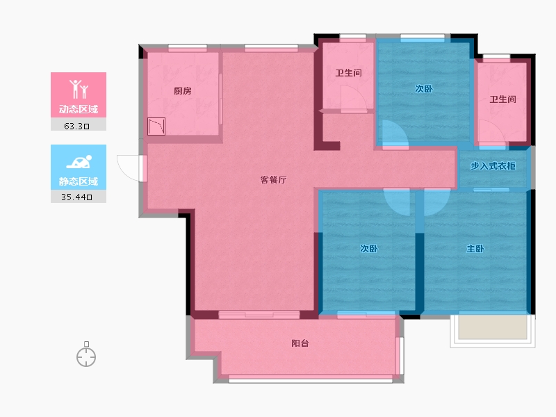 河南省-郑州市-绿地花语城-87.65-户型库-动静分区