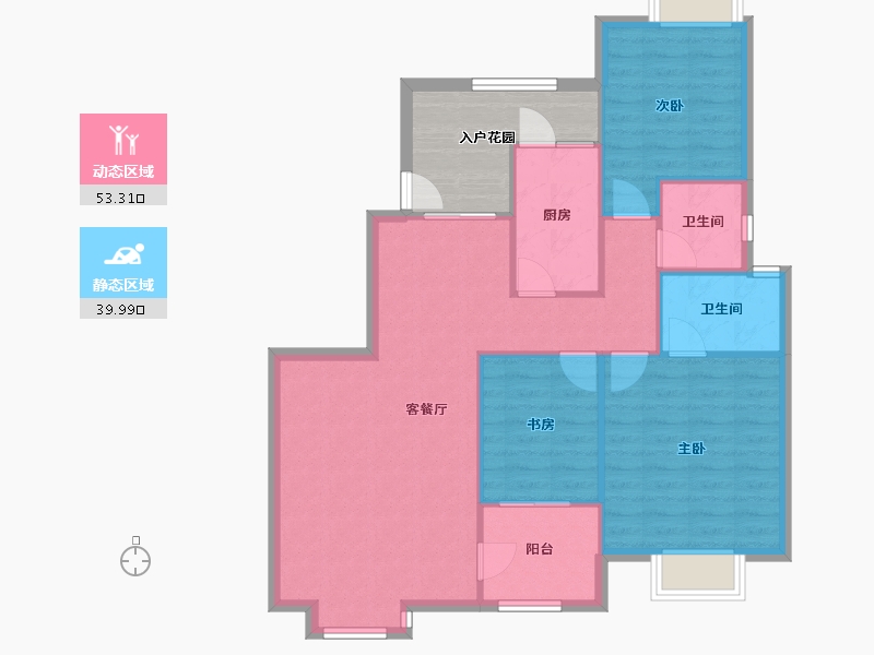 陕西省-西安市-曲江明珠-92.89-户型库-动静分区