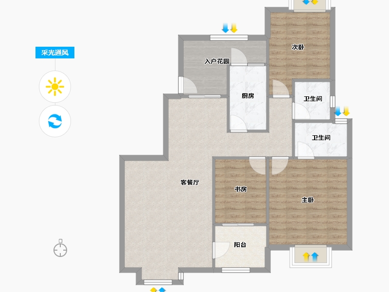 陕西省-西安市-曲江明珠-92.89-户型库-采光通风