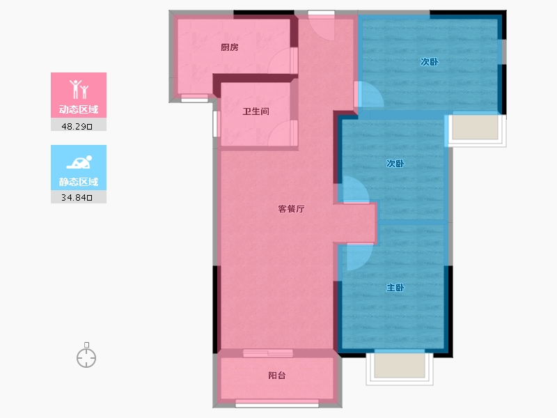 湖北省-武汉市-阳光100凤凰街-73.28-户型库-动静分区