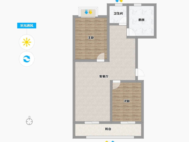 陕西省-宝鸡市-岐星花园-81.75-户型库-采光通风