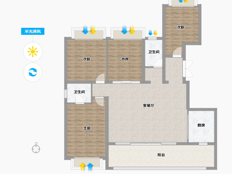 重庆-重庆市-北大资源紫境府-130.38-户型库-采光通风