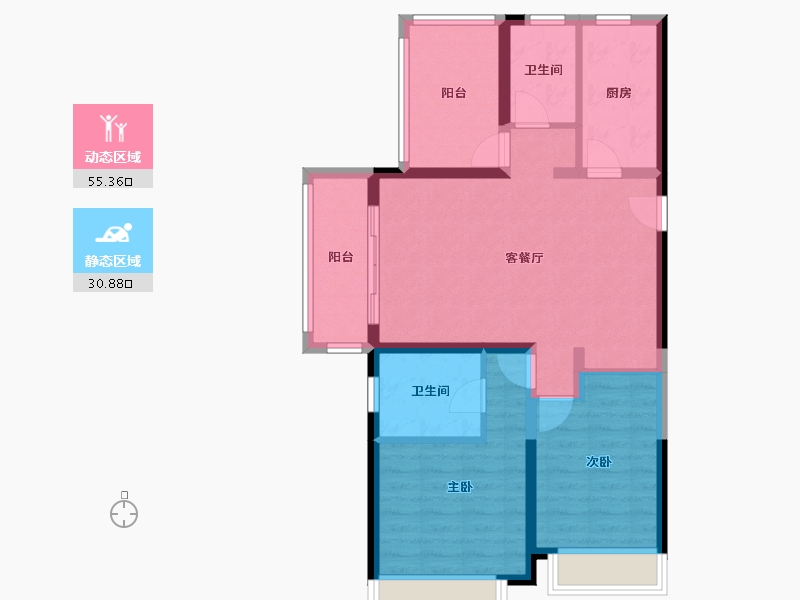 海南省-海口市-环球100-76.57-户型库-动静分区