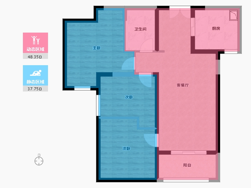 陕西省-西安市-沣华熙城-76.37-户型库-动静分区