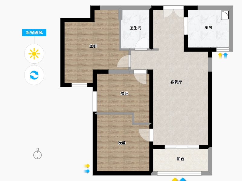 陕西省-西安市-沣华熙城-76.37-户型库-采光通风