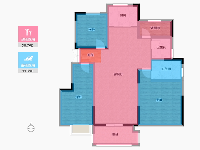 安徽省-合肥市-华盛大运城・东�X-91.30-户型库-动静分区