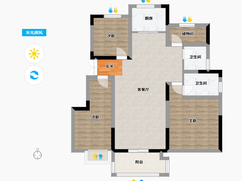 安徽省-合肥市-华盛大运城・东�X-91.30-户型库-采光通风