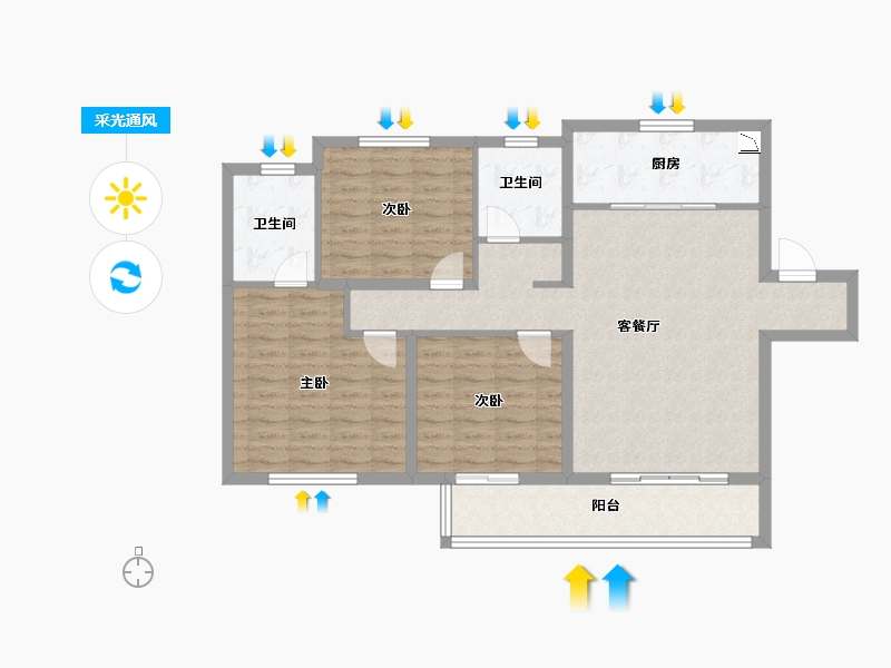 陕西省-西安市-中南菩悦东望城-100.00-户型库-采光通风