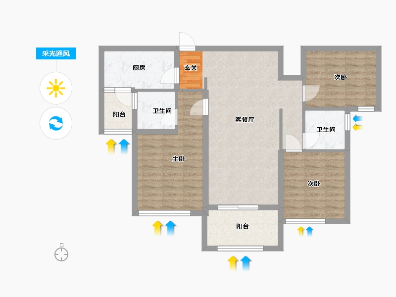 四川省-成都市-保利堂悦府-86.54-户型库-采光通风