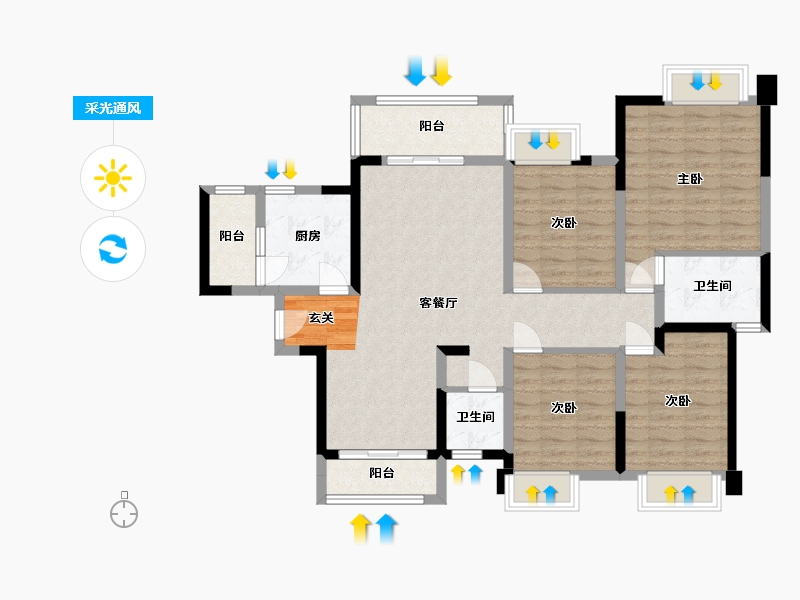 四川省-成都市-城投美庐-106.49-户型库-采光通风