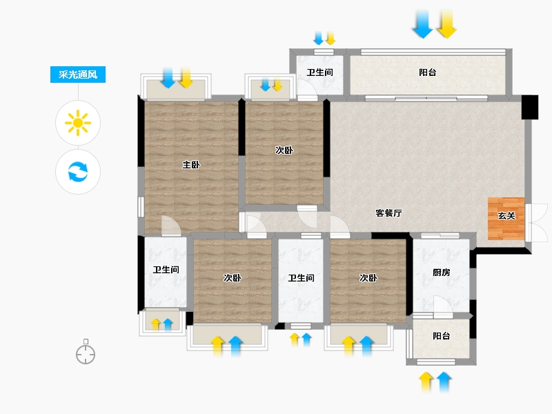 四川省-成都市-梵悦里-128.25-户型库-采光通风