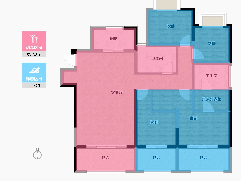 云南省-昆明市-湖畔俊园-107.24-户型库-动静分区