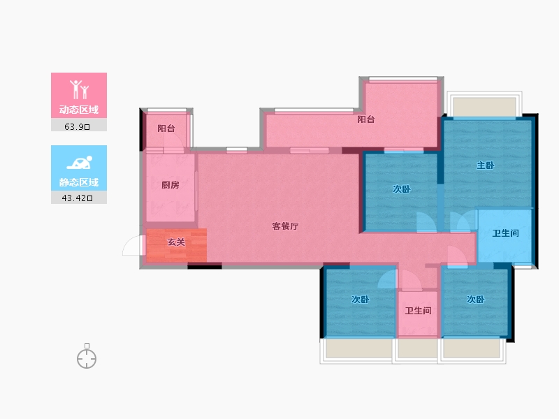 四川省-成都市-观岭国际社区翡翠湾-95.06-户型库-动静分区