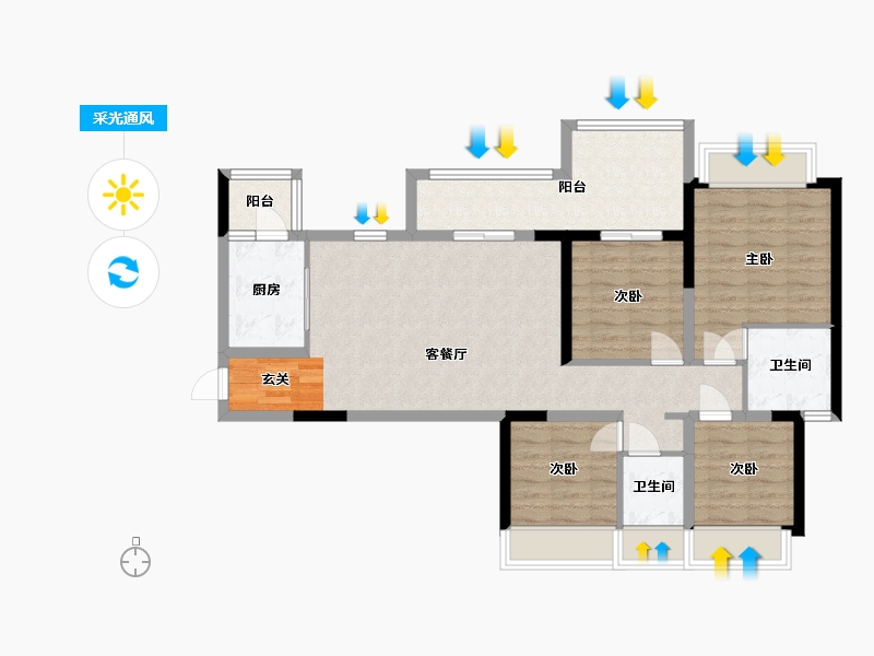 四川省-成都市-观岭国际社区翡翠湾-95.06-户型库-采光通风