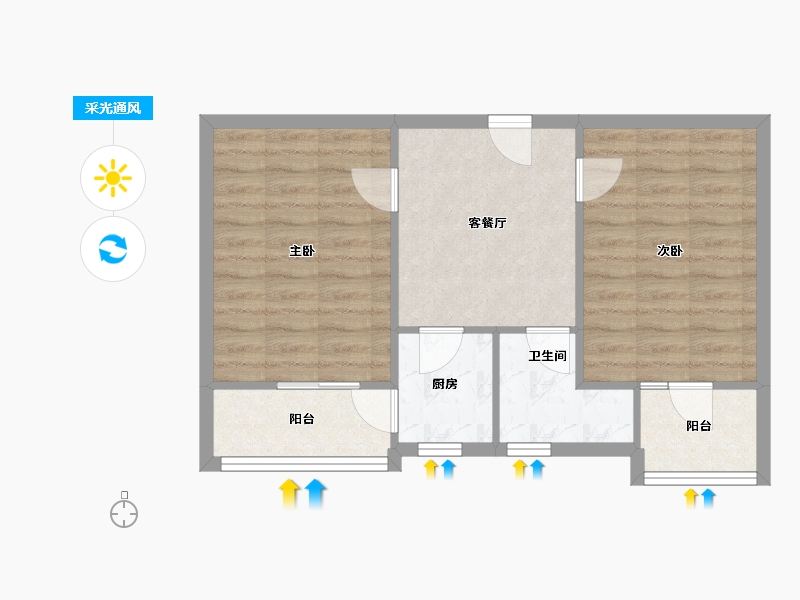 河北省-石家庄市-好景园-56.37-户型库-采光通风