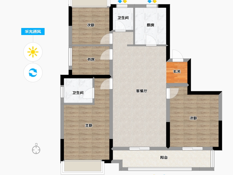 四川省-成都市-大发融悦和府-100.64-户型库-采光通风