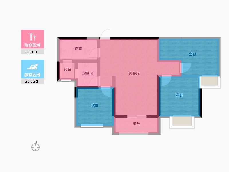 重庆-重庆市-新壹城-67.59-户型库-动静分区