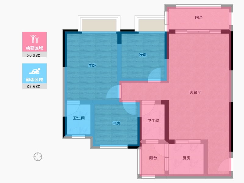 贵州省-黔南布依族苗族自治州-北部新城-74.16-户型库-动静分区