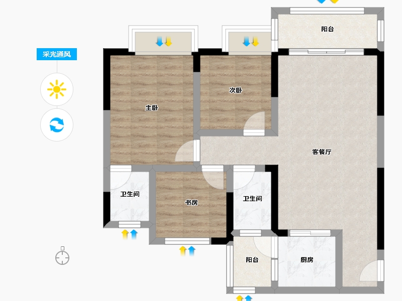 贵州省-黔南布依族苗族自治州-北部新城-74.16-户型库-采光通风