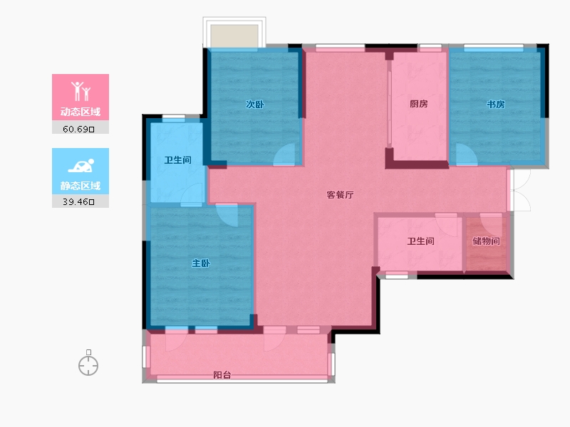 湖北省-武汉市-华星融城-90.00-户型库-动静分区