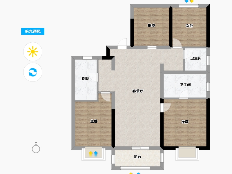 浙江省-嘉兴市-孔雀城·翰邻悦府-89.99-户型库-采光通风