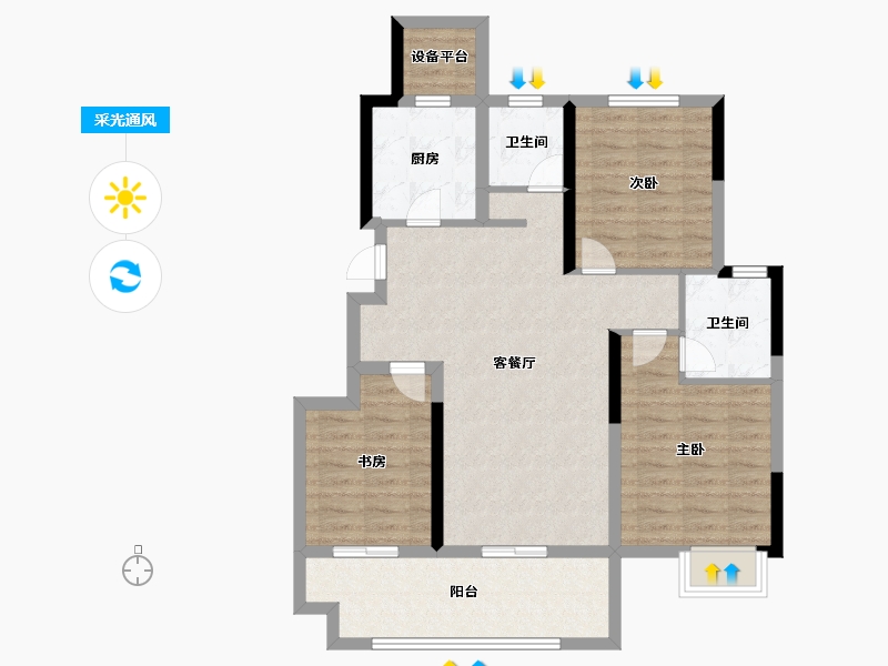 安徽省-合肥市-祥源·玖悦湾-86.00-户型库-采光通风