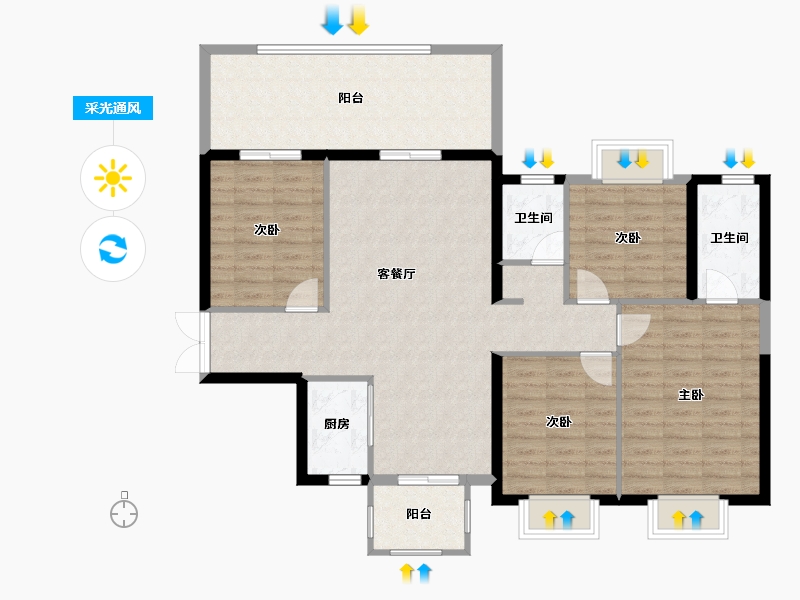 广西壮族自治区-南宁市-凯旋一号上水湾-115.32-户型库-采光通风