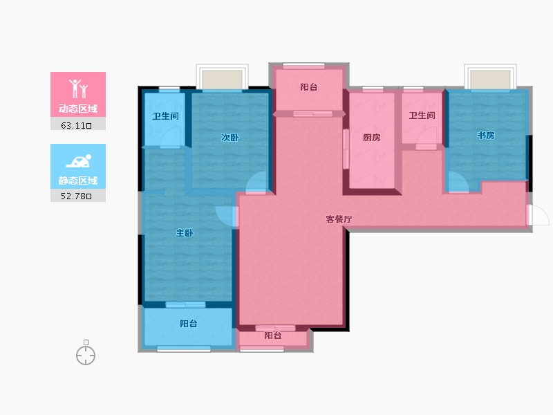 陕西省-安康市-金域澜庭-101.93-户型库-动静分区